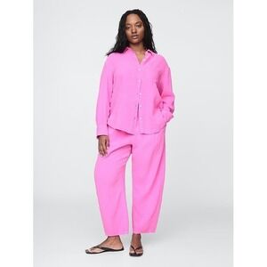 Gap Barrel Leg Easy Pants Standout Pink Cotton Gauze XXL